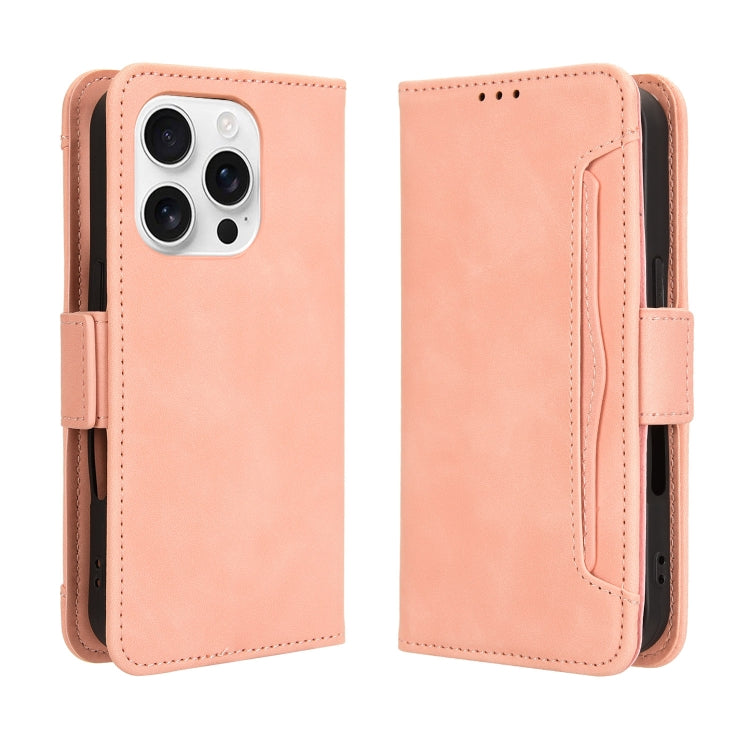For iPhone 16 Pro Skin Feel Calf Texture Card Slots Leather Phone Case