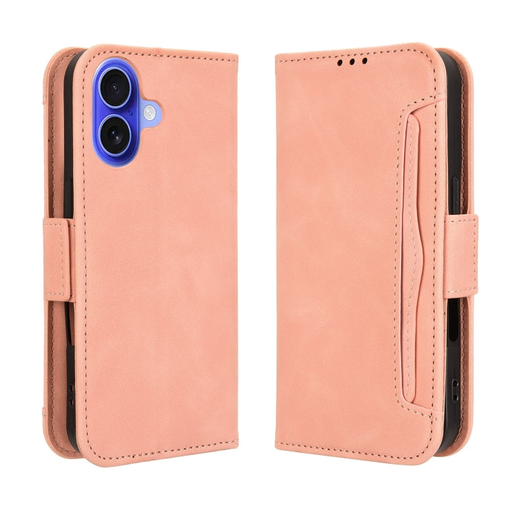 For iPhone 16 Plus Skin Feel Calf Texture Card Slots Leather Phone Case