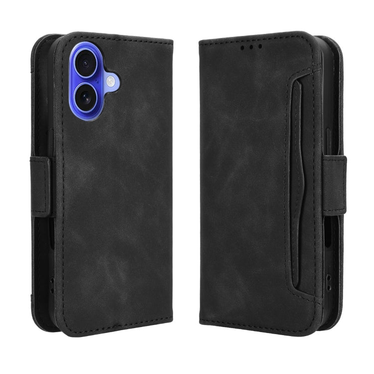 For iPhone 16 Plus Skin Feel Calf Texture Card Slots Leather Phone Case
