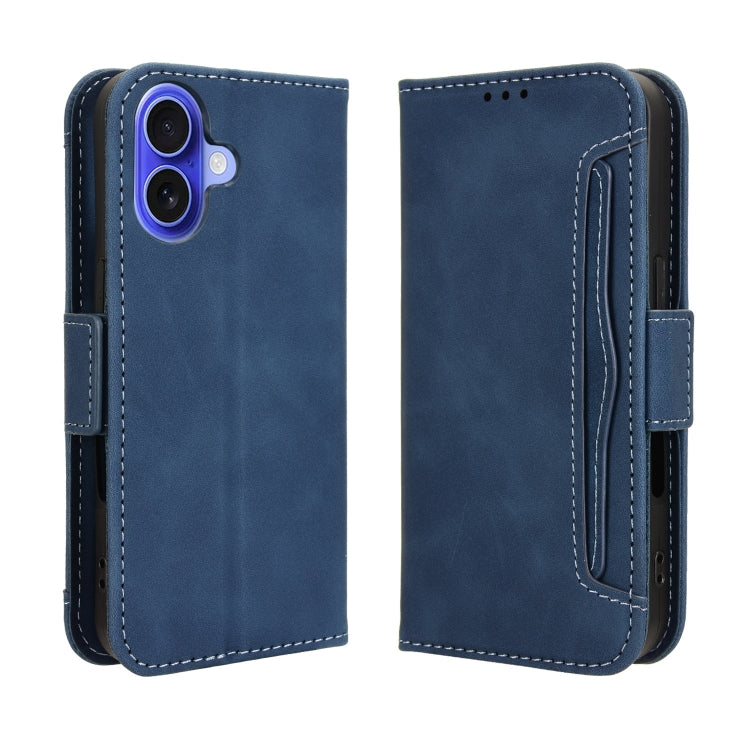 For iPhone 16 Plus Skin Feel Calf Texture Card Slots Leather Phone Case