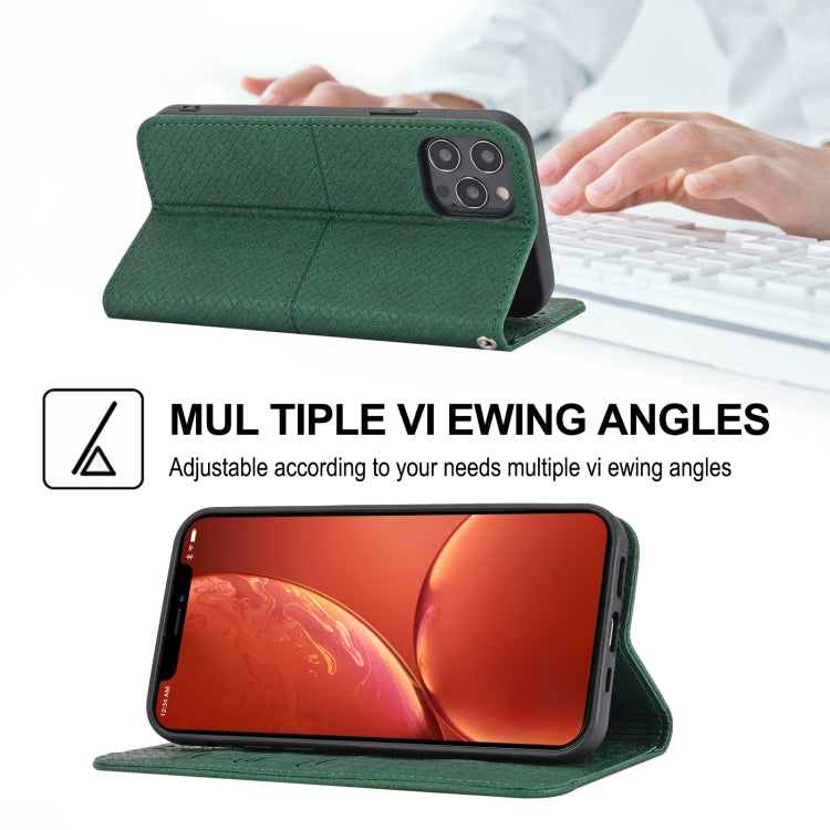 For iPhone 16 Pro Max Woven Texture Stitching Magnetic Leather Phone Case