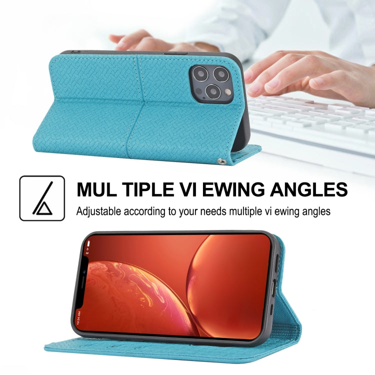 For iPhone 16 Pro Max Woven Texture Stitching Magnetic Leather Phone Case
