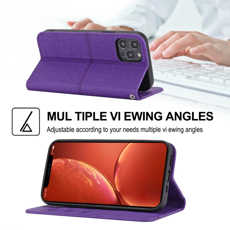 For iPhone 16 Pro Woven Texture Stitching Magnetic Leather Phone Case