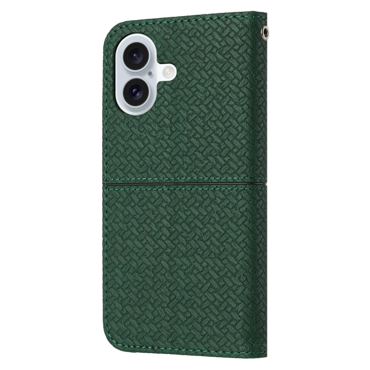 For iPhone 16 Woven Texture Stitching Magnetic Leather Phone Case