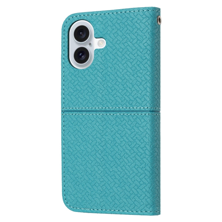 For iPhone 16 Woven Texture Stitching Magnetic Leather Phone Case