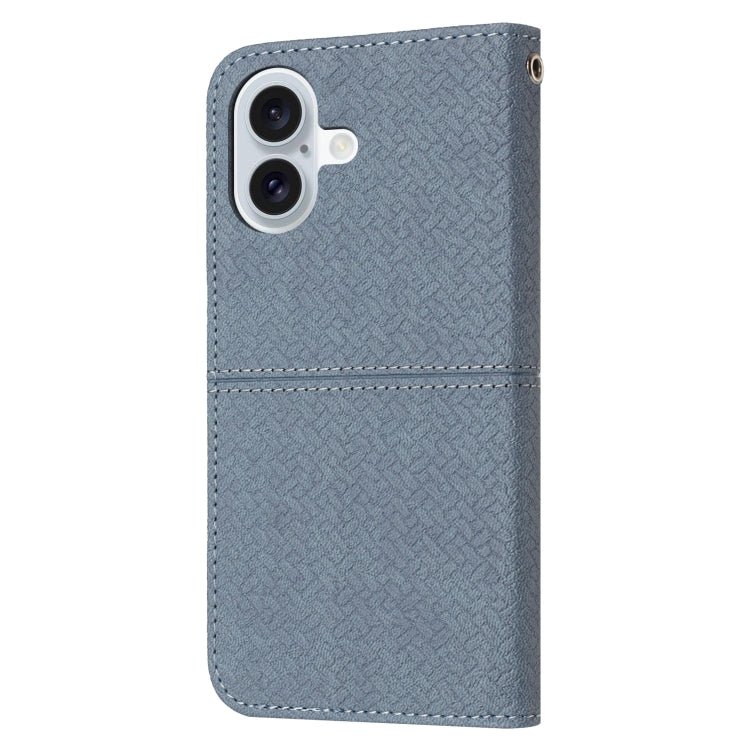 For iPhone 16 Woven Texture Stitching Magnetic Leather Phone Case