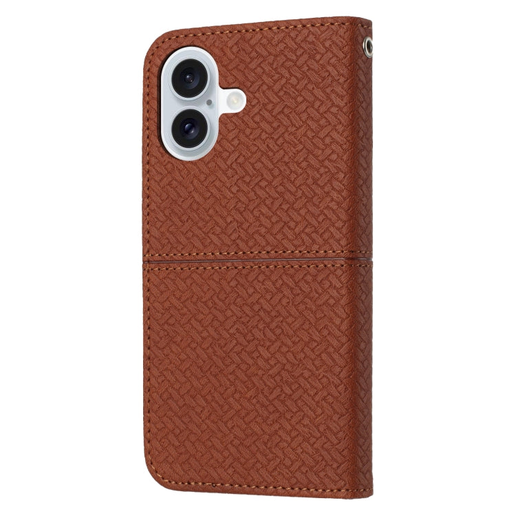For iPhone 16 Woven Texture Stitching Magnetic Leather Phone Case