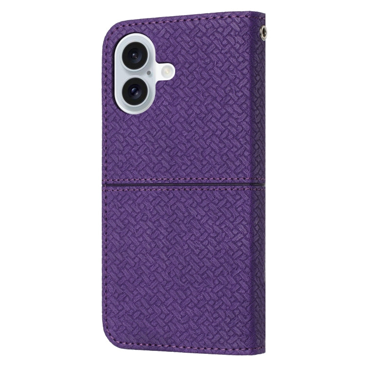For iPhone 16 Woven Texture Stitching Magnetic Leather Phone Case
