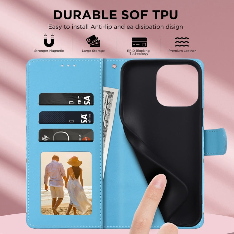For iPhone 16 Plus Marble Bronzing Stitching Leather Phone Case
