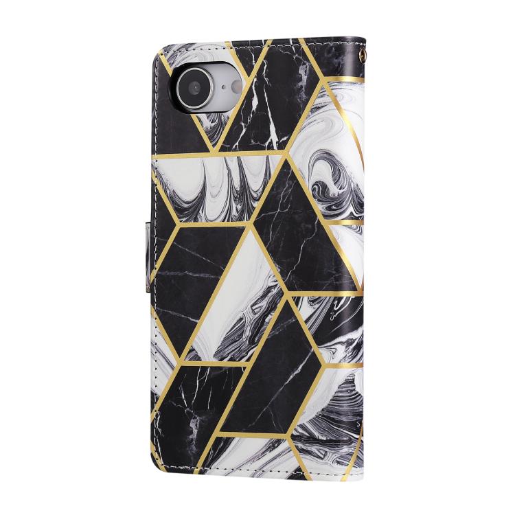For iPhone 17e / 16e Marble Bronzing Stitching Leather Phone Case
