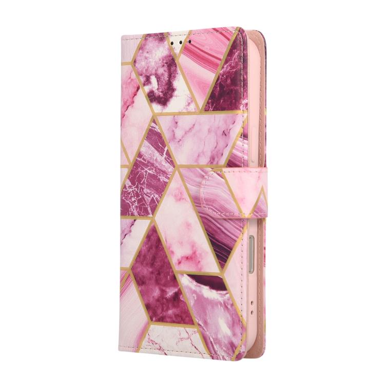 For iPhone 17 Pro Max Marble Bronzing Stitching Leather Phone Case