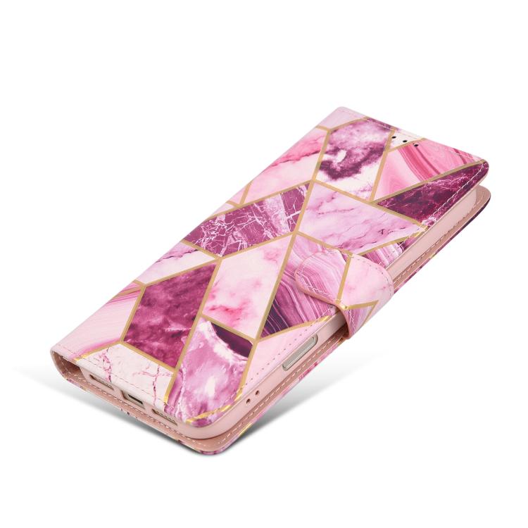 For iPhone 17 Pro Max Marble Bronzing Stitching Leather Phone Case