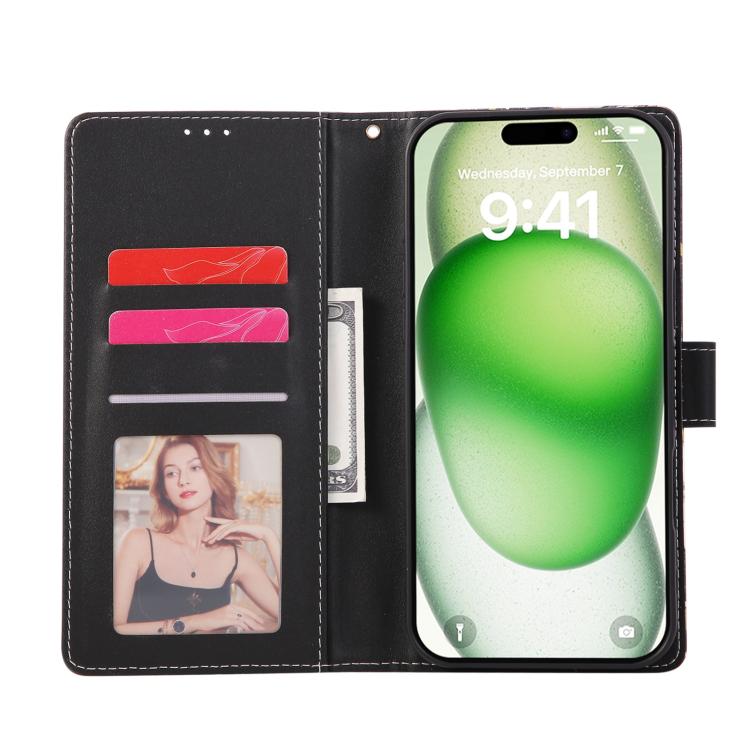 For iPhone 17 Pro Marble Bronzing Stitching Leather Phone Case