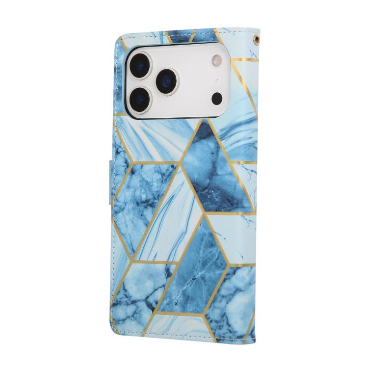 For iPhone 17 Pro Marble Bronzing Stitching Leather Phone Case