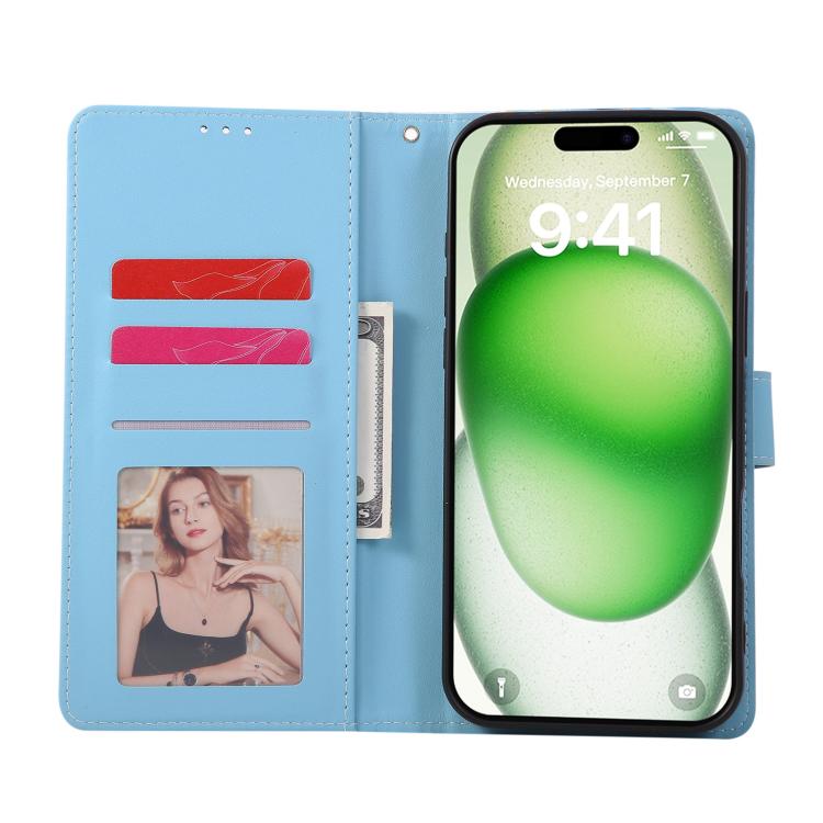 For iPhone 17 Pro Marble Bronzing Stitching Leather Phone Case