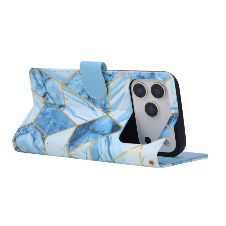 For iPhone 17 Pro Marble Bronzing Stitching Leather Phone Case