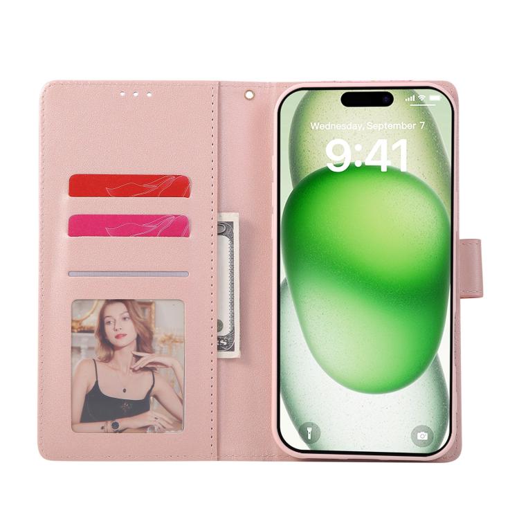 For iPhone 17 Pro Marble Bronzing Stitching Leather Phone Case