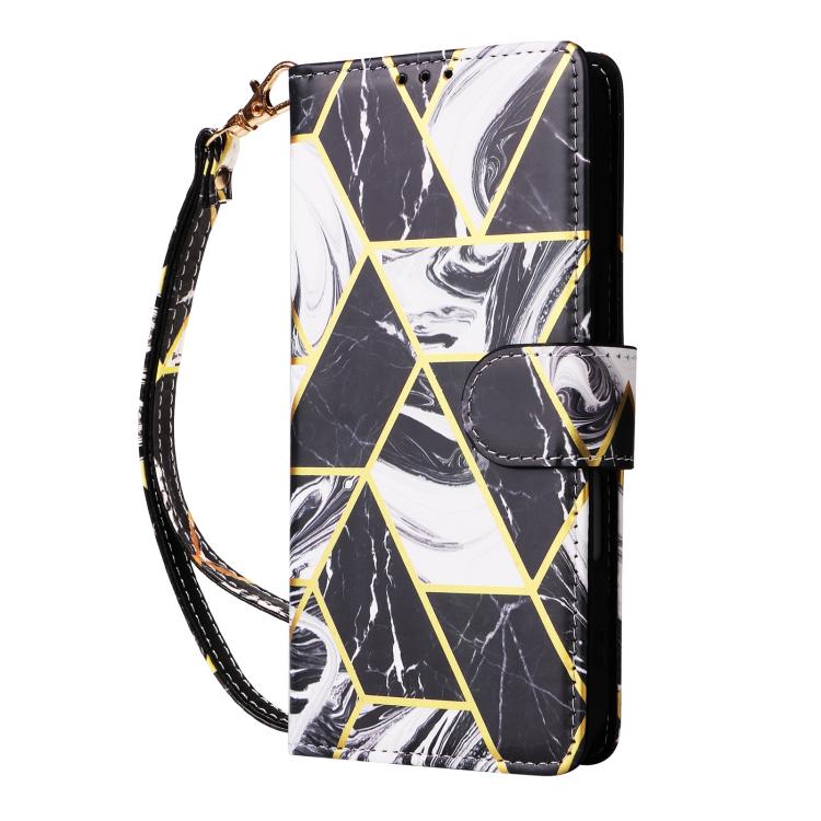 For iPhone 17 Marble Bronzing Stitching Leather Phone Case