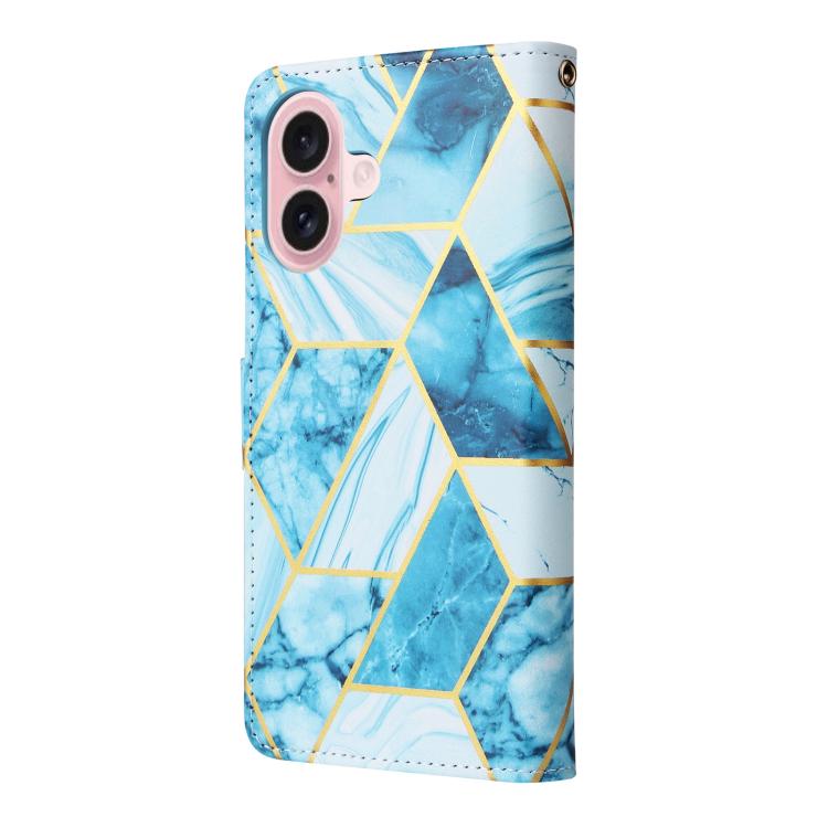 For iPhone 17 Marble Bronzing Stitching Leather Phone Case