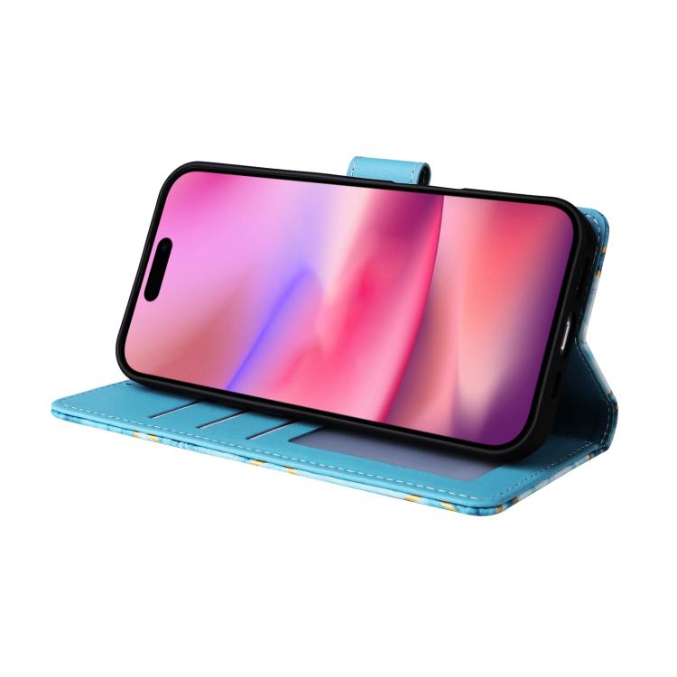 For iPhone 17 Marble Bronzing Stitching Leather Phone Case