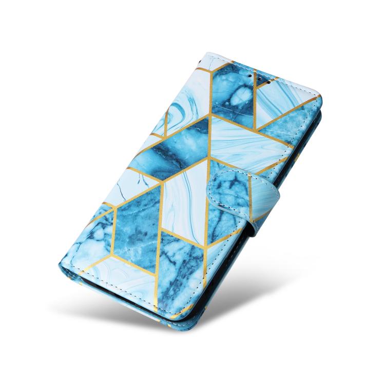 For iPhone 17 Marble Bronzing Stitching Leather Phone Case