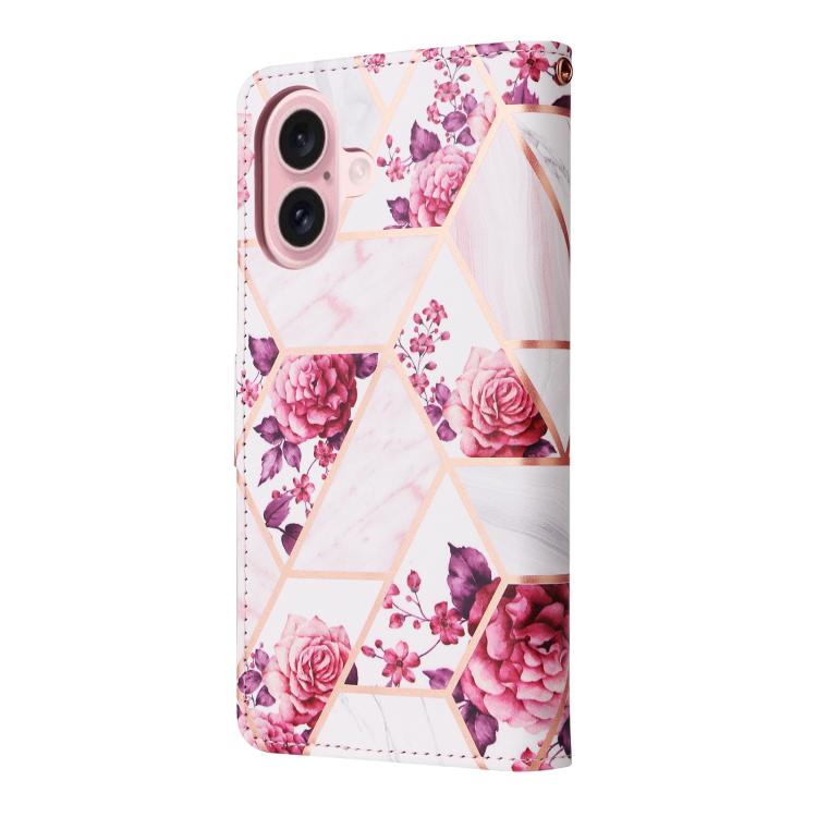 For iPhone 17 Marble Bronzing Stitching Leather Phone Case