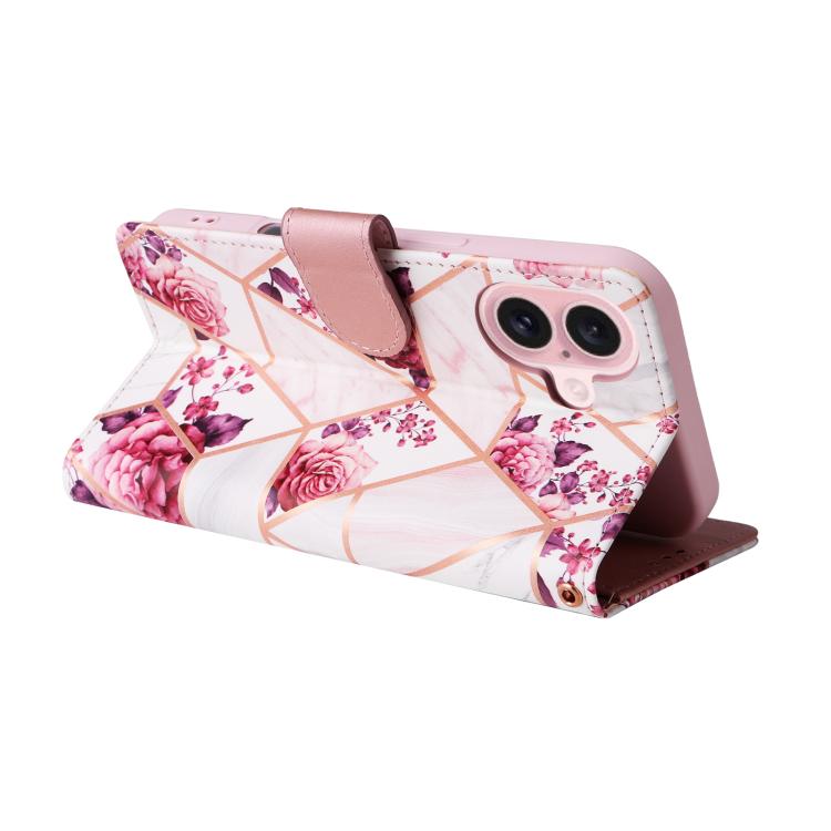 For iPhone 17 Marble Bronzing Stitching Leather Phone Case