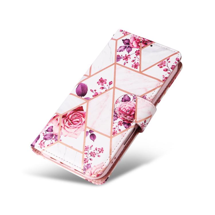 For iPhone 17 Marble Bronzing Stitching Leather Phone Case