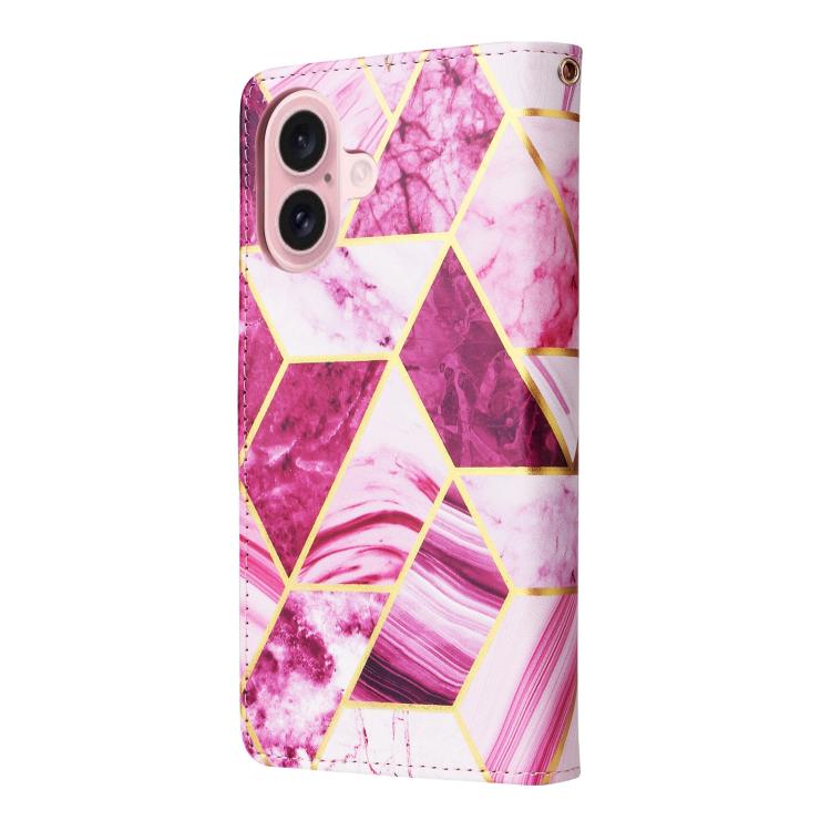 For iPhone 17 Marble Bronzing Stitching Leather Phone Case
