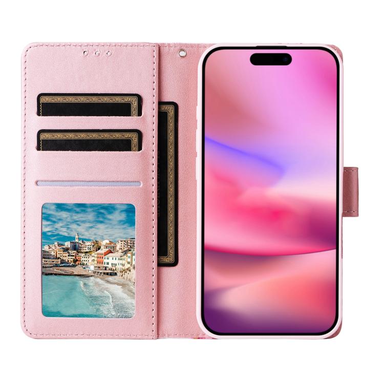 For iPhone 17 Marble Bronzing Stitching Leather Phone Case