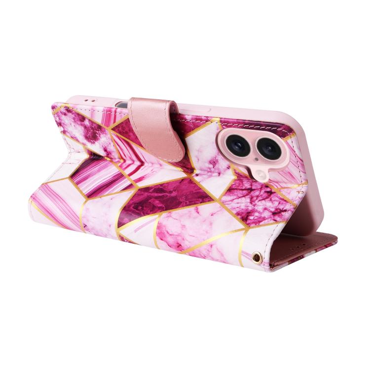 For iPhone 17 Marble Bronzing Stitching Leather Phone Case