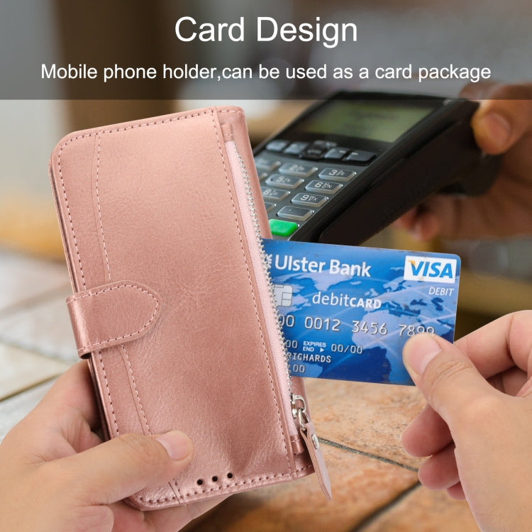 For iPhone 16 Pro Max Oil Skin Zipper Wallet Leather Phone Case