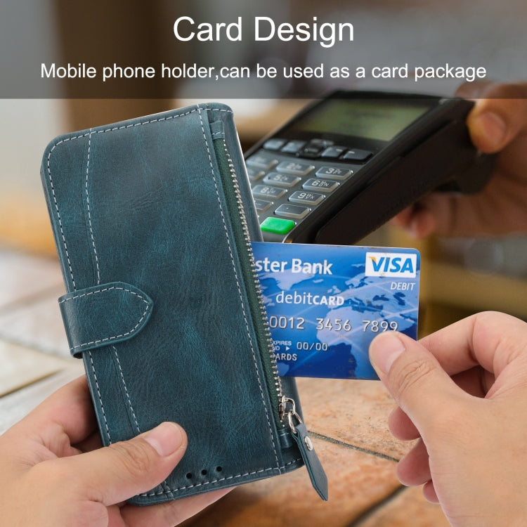 For iPhone 16 Pro Max Oil Skin Zipper Wallet Leather Phone Case
