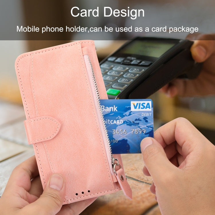 For iPhone 16 Pro Oil Skin Zipper Wallet Leather Phone Case