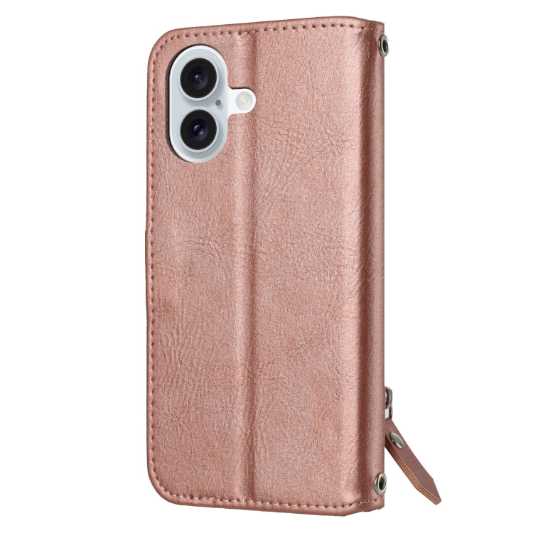 For iPhone 16 Oil Skin Zipper Wallet Leather Phone Case
