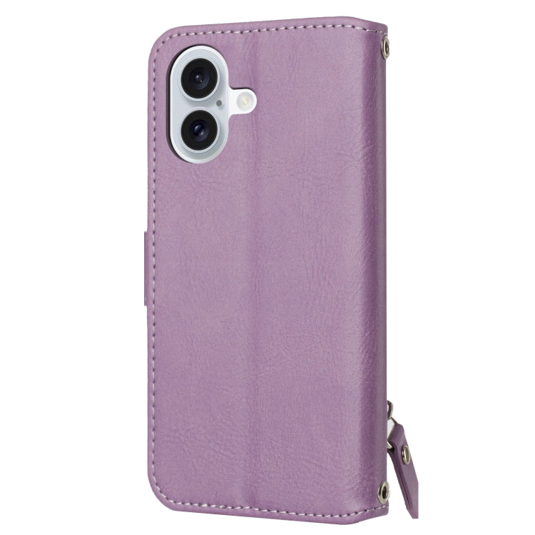 For iPhone 16 Oil Skin Zipper Wallet Leather Phone Case
