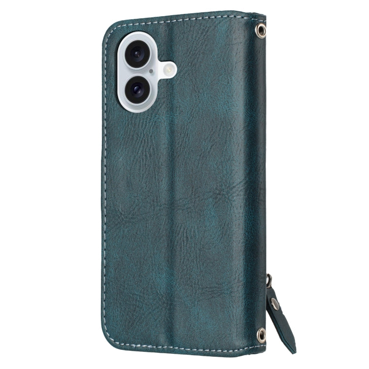 For iPhone 16 Oil Skin Zipper Wallet Leather Phone Case
