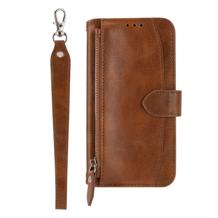 For iPhone 17e / 16e Oil Skin Zipper Wallet Leather Phone Case