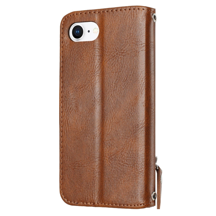 For iPhone 17e / 16e Oil Skin Zipper Wallet Leather Phone Case
