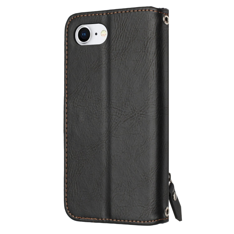 For iPhone 17e / 16e Oil Skin Zipper Wallet Leather Phone Case