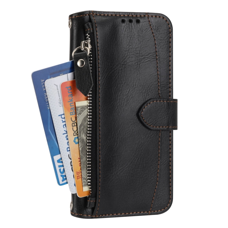 For iPhone 17e / 16e Oil Skin Zipper Wallet Leather Phone Case