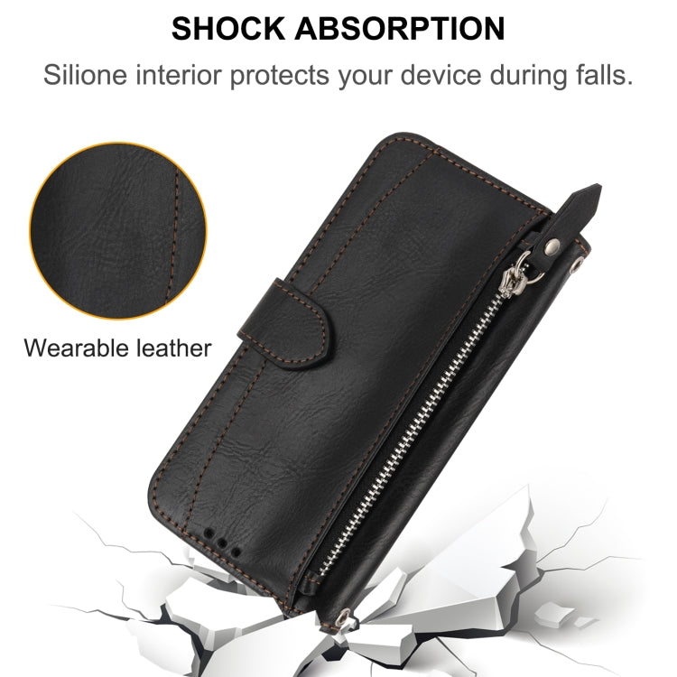 For iPhone 17e / 16e Oil Skin Zipper Wallet Leather Phone Case