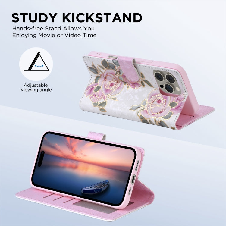 For iPhone 16 Bronzing Painting RFID Leather Case