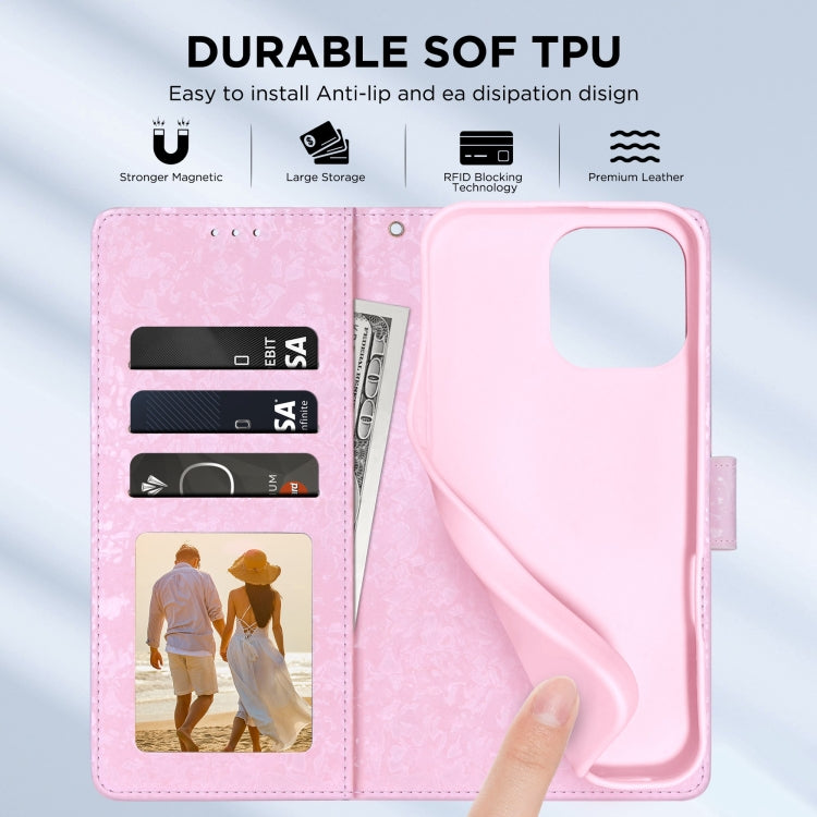For iPhone 16 Pro Bronzing Painting RFID Leather Case