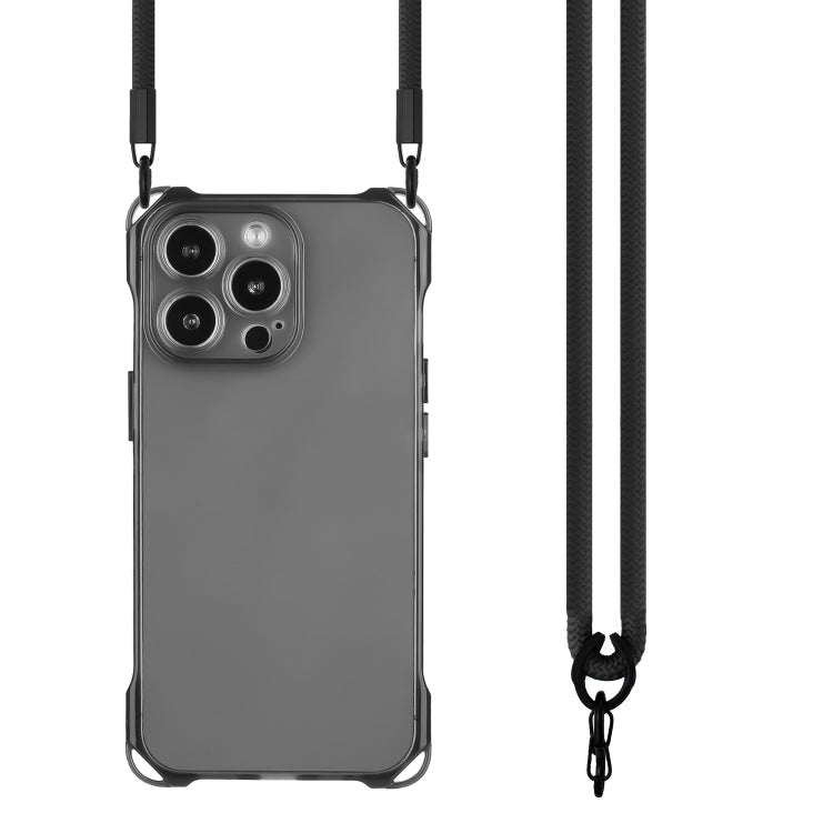 For iPhone 16 Pro Four-corner Shockproof TPU Phone Case with Lanyard