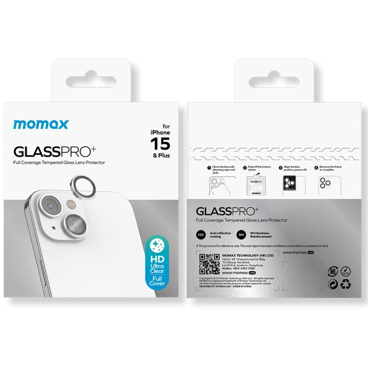 For iPhone 15 / 15 Plus MOMAX Eagle Eye Independent Full Cover Phone Lens Glass Film