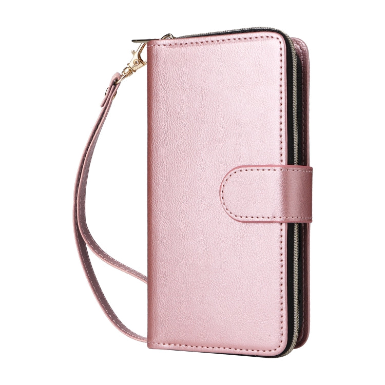 For iPhone 16 Plus 9 Card Slots Zipper Wallet Bag Leather Phone Case