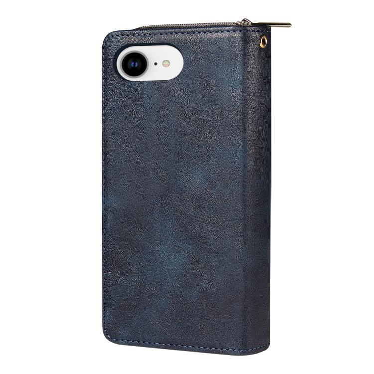 For iPhone 17e / 16e 9 Card Slots Zipper Wallet Bag Leather Phone Case
