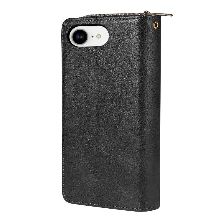 For iPhone 17e / 16e 9 Card Slots Zipper Wallet Bag Leather Phone Case