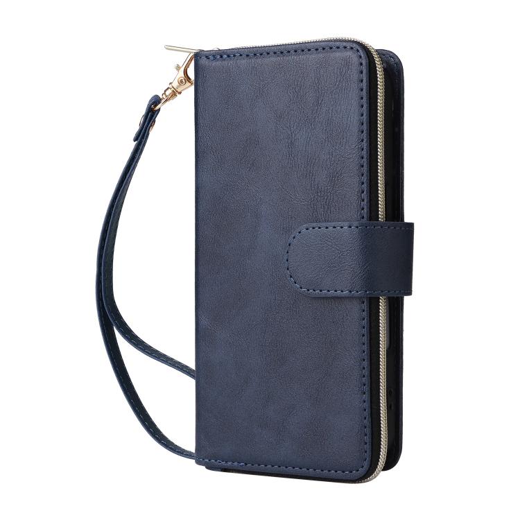 For iPhone 17 9 Card Slots Zipper Wallet Bag Leather Phone Case